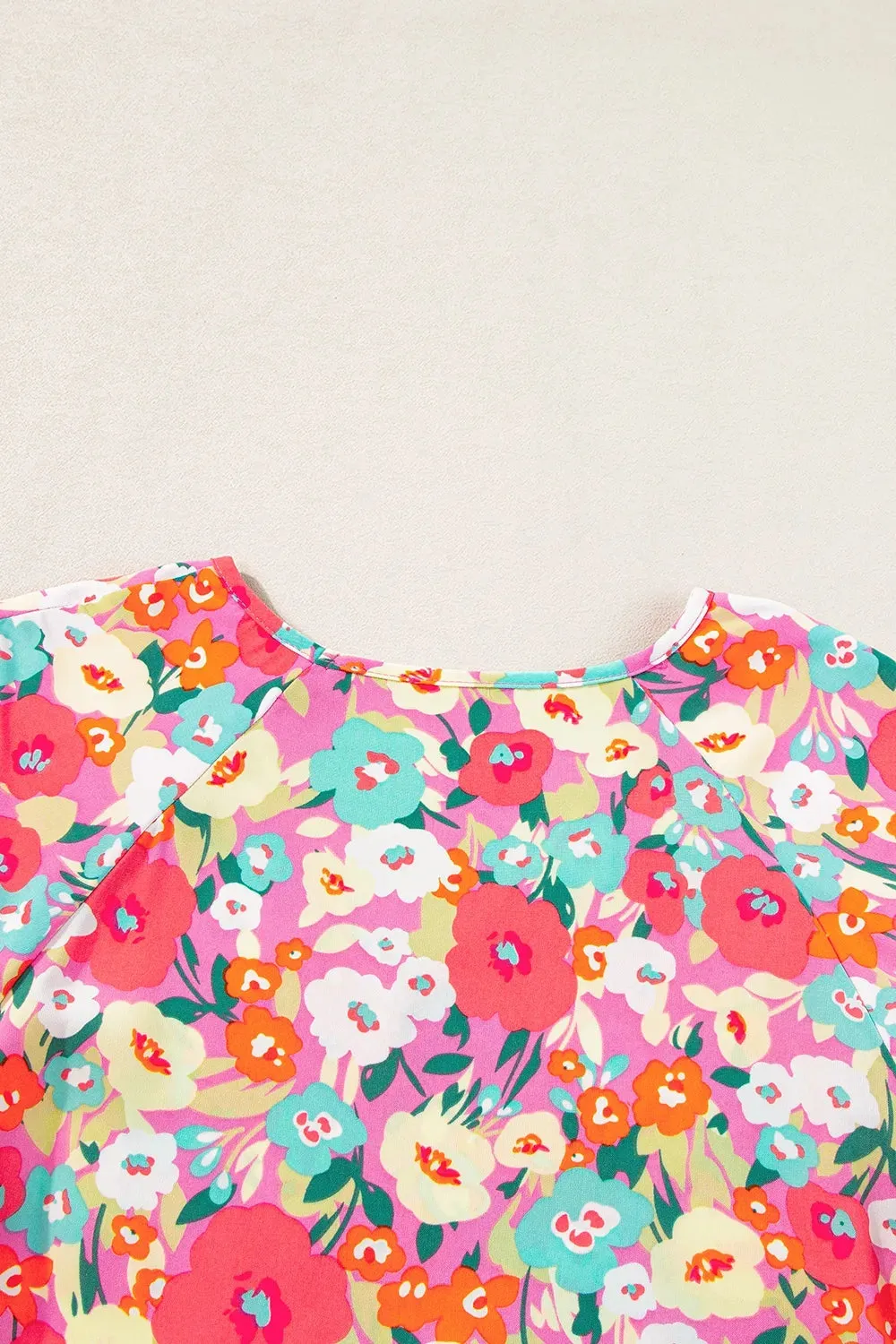 Peplum Floral V-Neck Short Sleeve Blouse sold by Gigi Laurent product image thumbnail 4