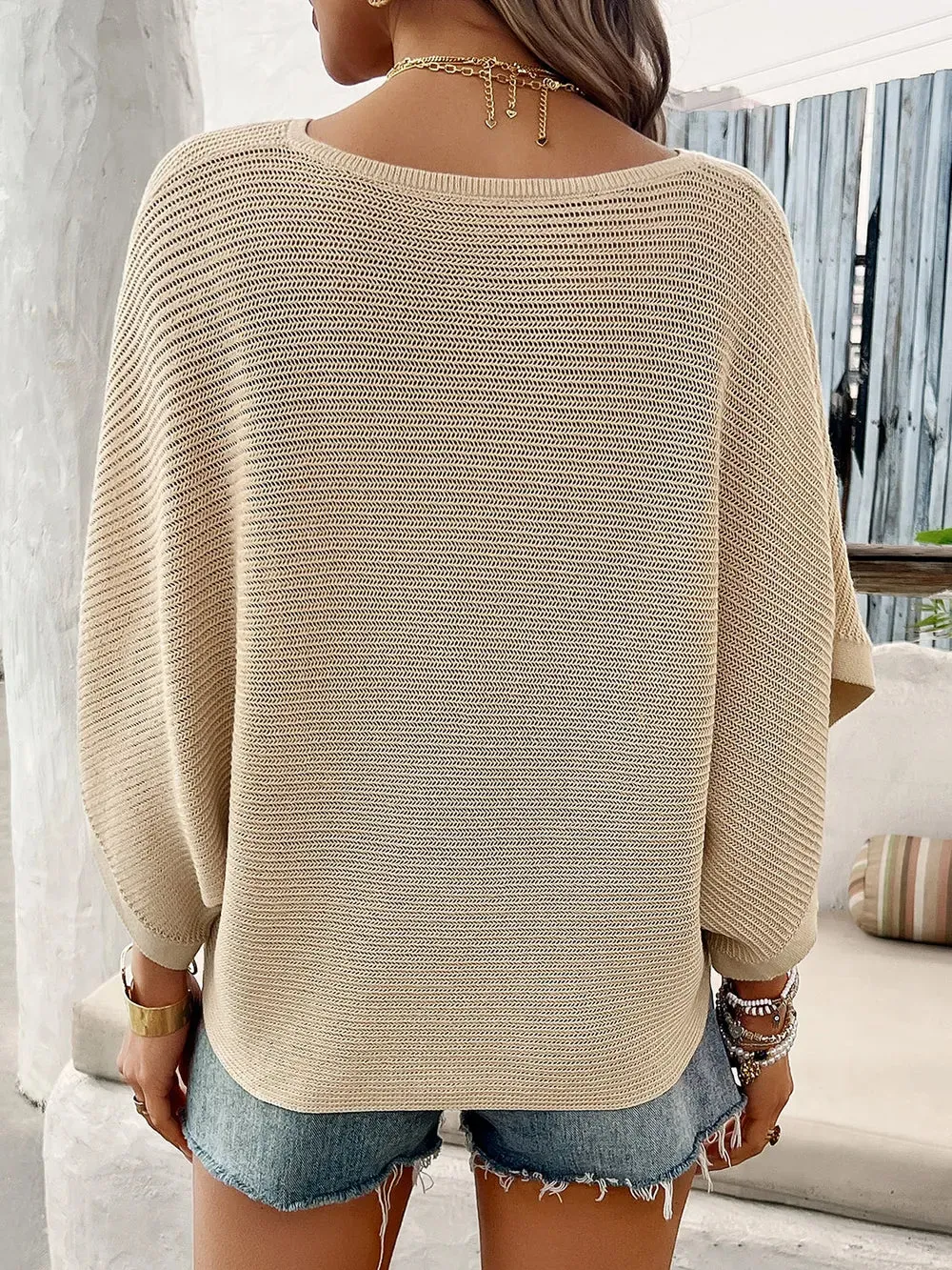 Devine V-Neck Batwing Sleeve Knit Top sold by Gigi Laurent product image thumbnail 2