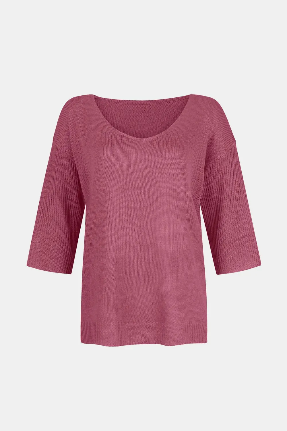 V-Neck Three-Quarter Sleeve Knit Top sold by Gigi Laurent product image thumbnail 5