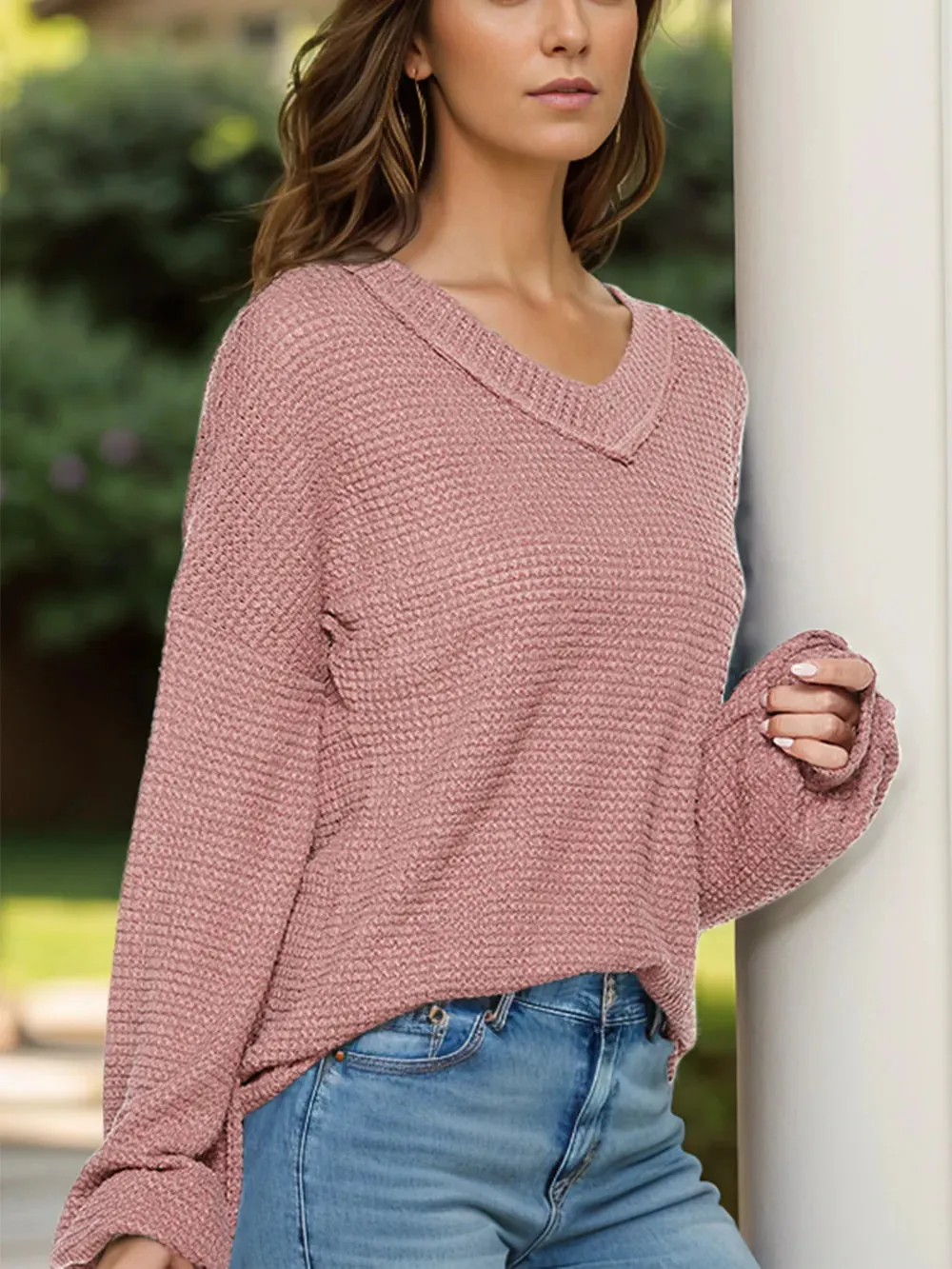 Dropped Shoulder Long Sleeve Knit Top sold by Gigi Laurent product image thumbnail 3
