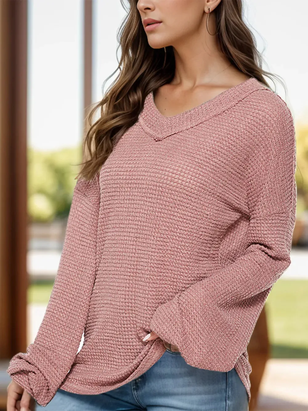 Dropped Shoulder Long Sleeve Knit Top sold by Gigi Laurent product image thumbnail 4