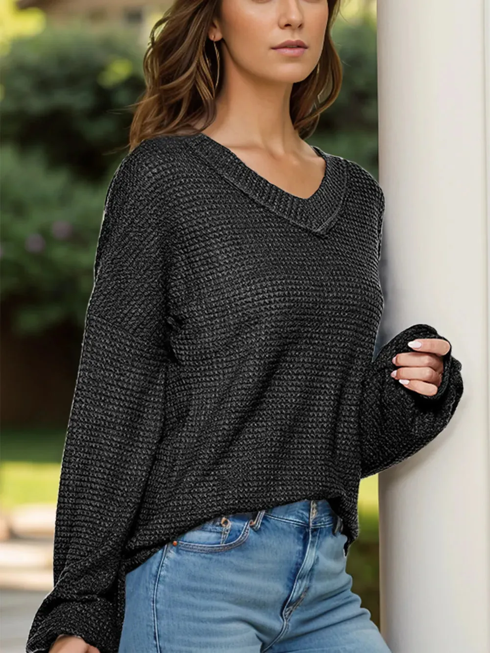 Dropped Shoulder Long Sleeve Knit Top sold by Gigi Laurent product image thumbnail 5