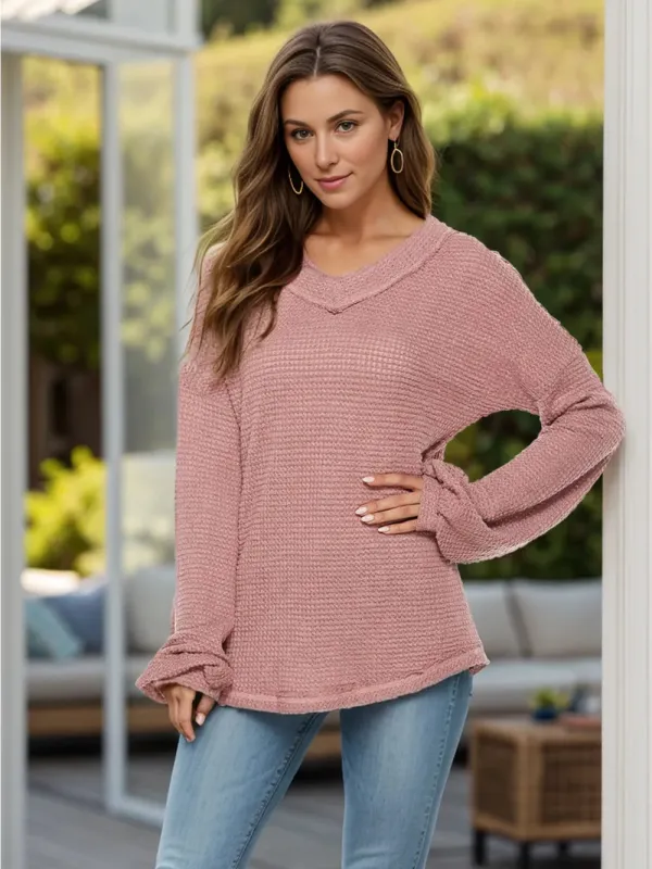 Dropped Shoulder Long Sleeve Knit Top sold by Gigi Laurent