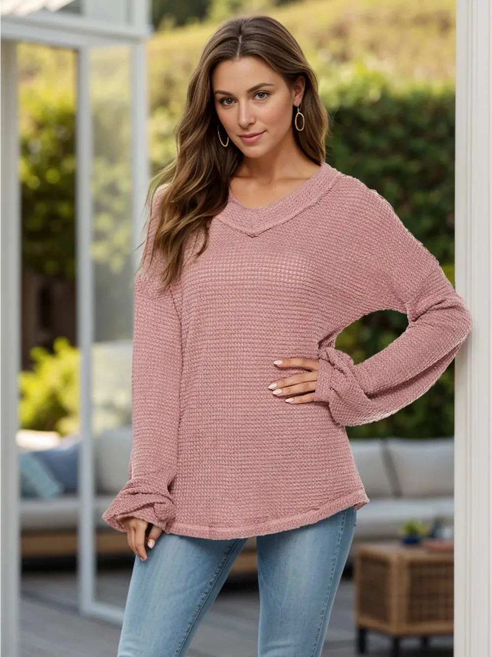 Dropped Shoulder Long Sleeve Knit Top sold by Gigi Laurent
