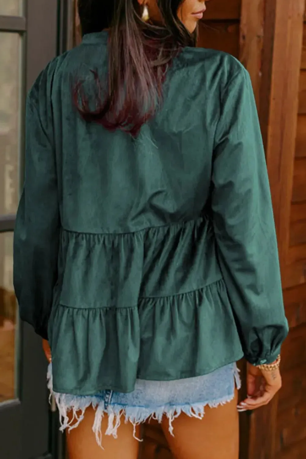 Peplum Round Neck Long Sleeve Shirt sold by Gigi Laurent product image thumbnail 2