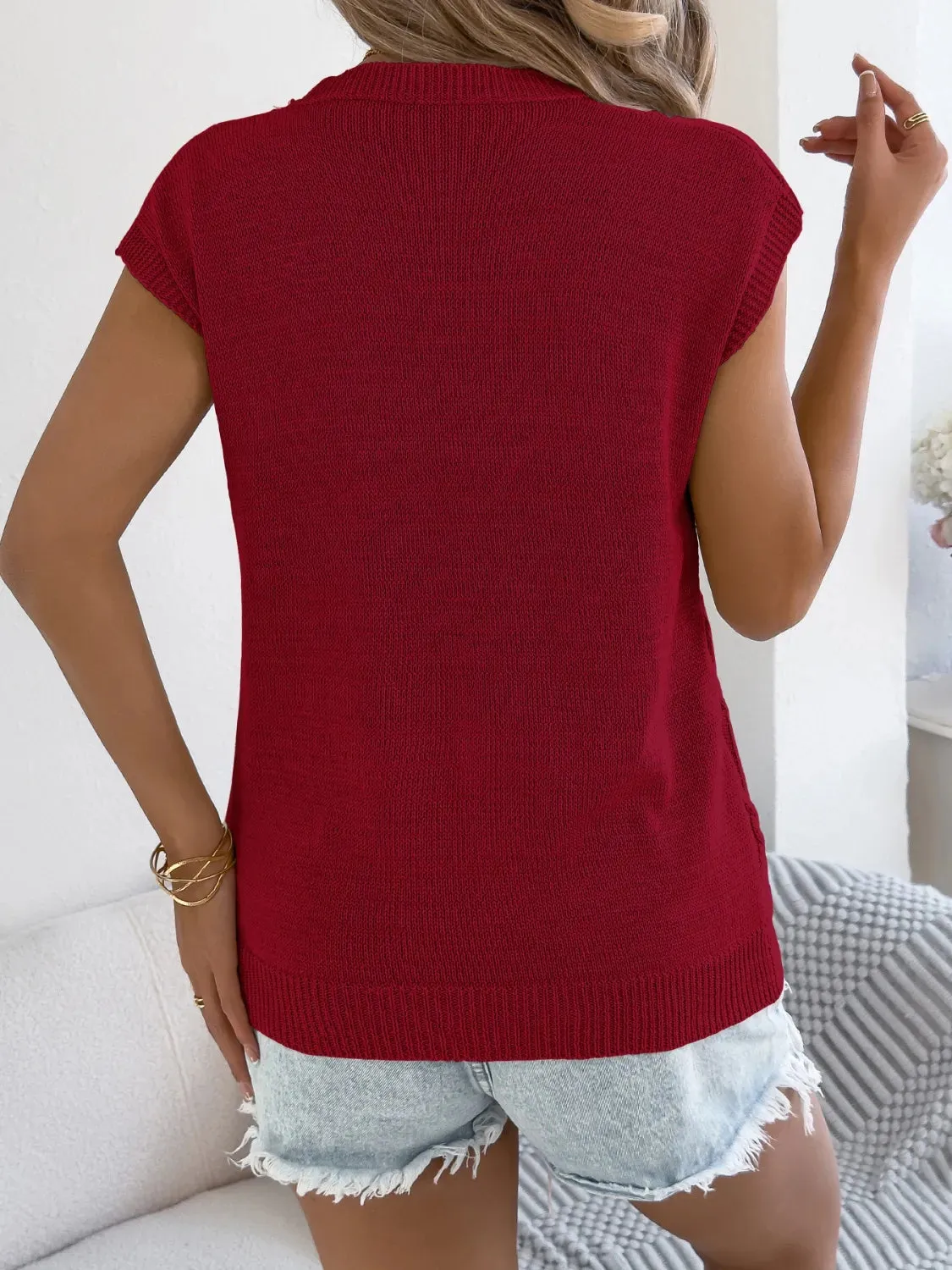 Round Neck Cap Sleeve Knit Top sold by Gigi Laurent product image thumbnail 5