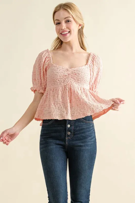 And The Why Lovely Textured and Smocked Top sold by Gigi Laurent