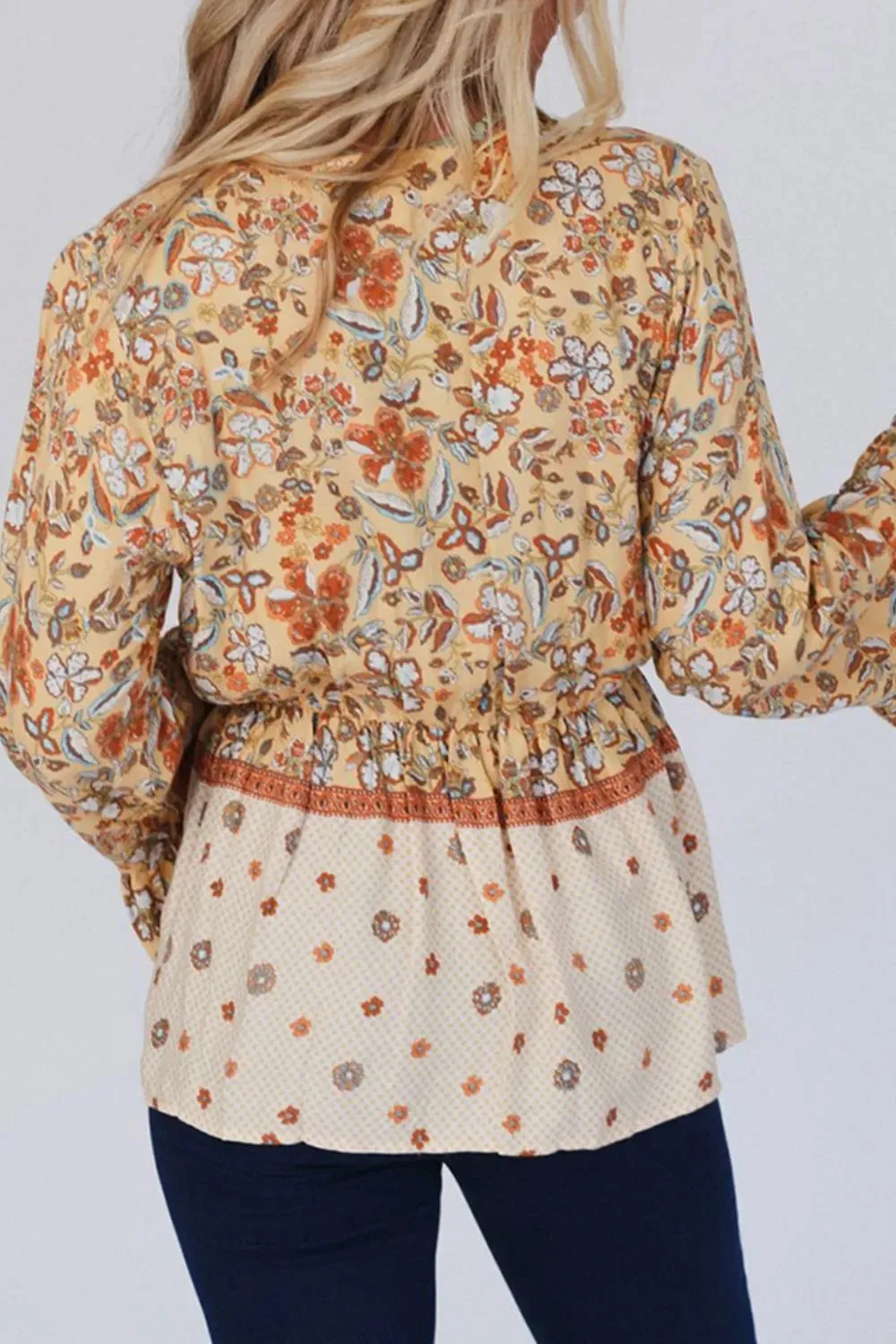 Peplum Printed Surplice Flare Sleeve Blouse sold by Gigi Laurent product image thumbnail 4