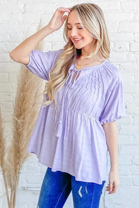 And The Why Textured Pintuck Blouse Top with Tassels sold by Gigi Laurent product image thumbnail 3