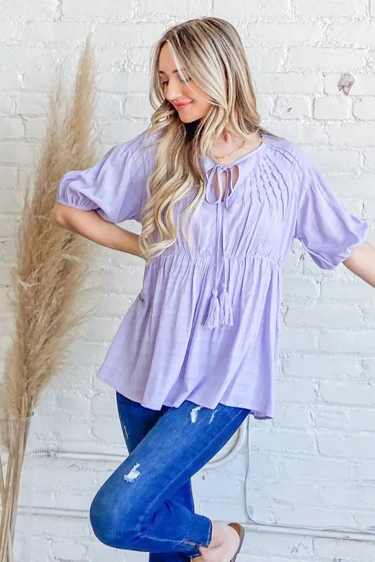 And The Why Textured Pintuck Blouse Top with Tassels sold by Gigi Laurent product image thumbnail 5