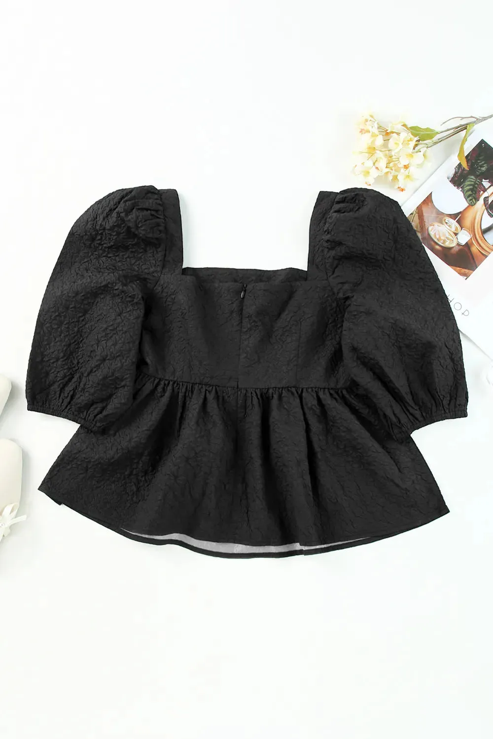 Square Neck Half Sleeve Peplum Blouse sold by Gigi Laurent product image thumbnail 2