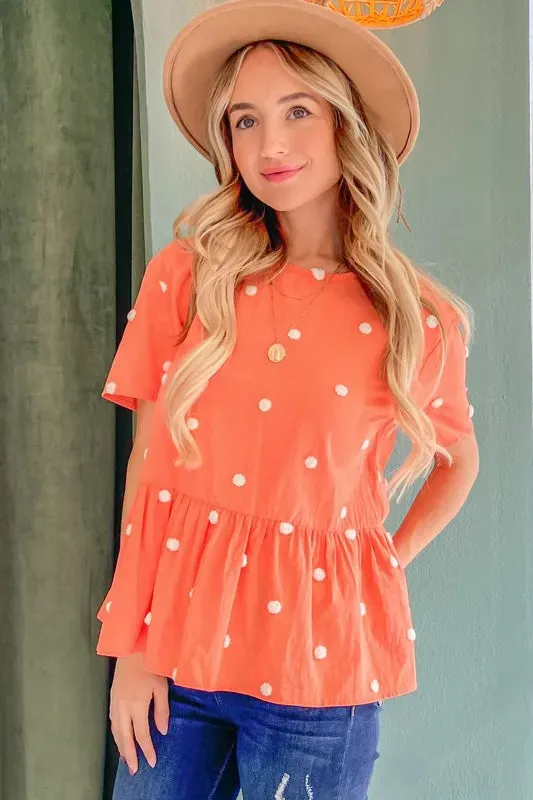 And The Why Pom Pom Polka Dots Short Sleeve Top sold by Gigi Laurent