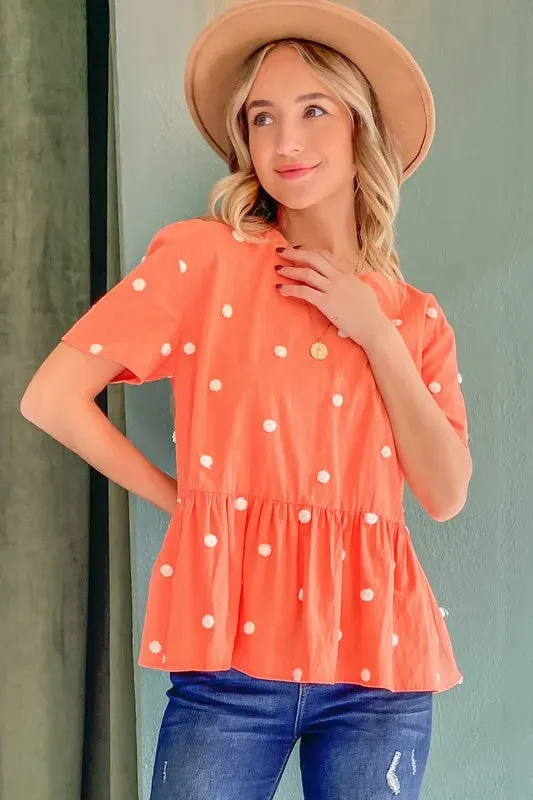And The Why Pom Pom Polka Dots Short Sleeve Top sold by Gigi Laurent product image thumbnail 4