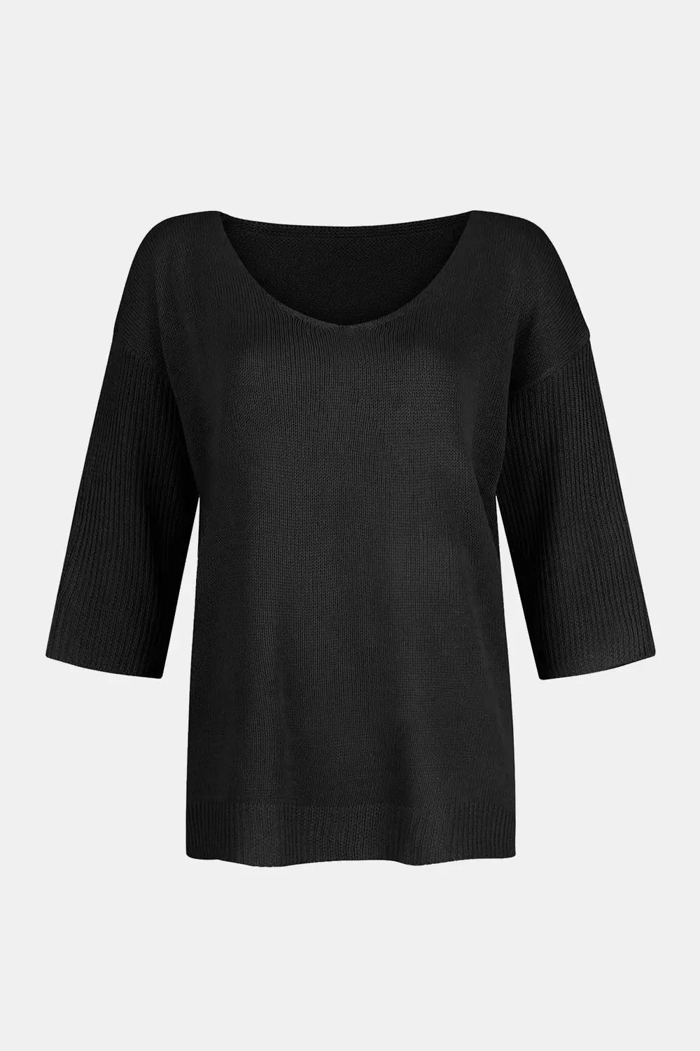 V-Neck Three-Quarter Sleeve Knit Top sold by Gigi Laurent product image thumbnail 2