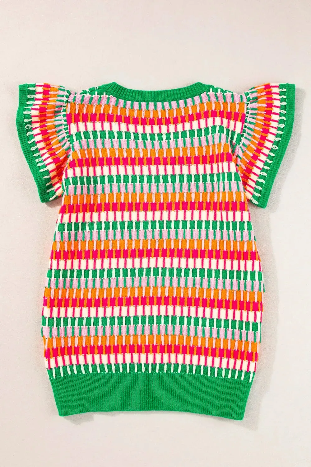 Contrast Striped V-Neck Knit Top sold by Gigi Laurent product image thumbnail 3