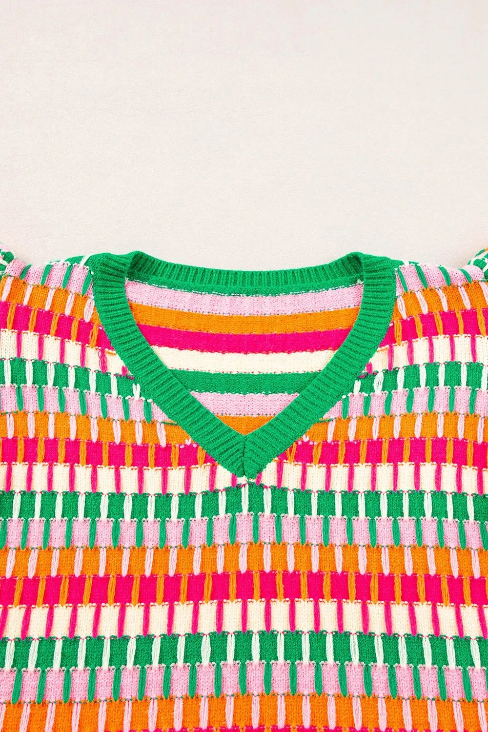 Contrast Striped V-Neck Knit Top sold by Gigi Laurent product image thumbnail 5
