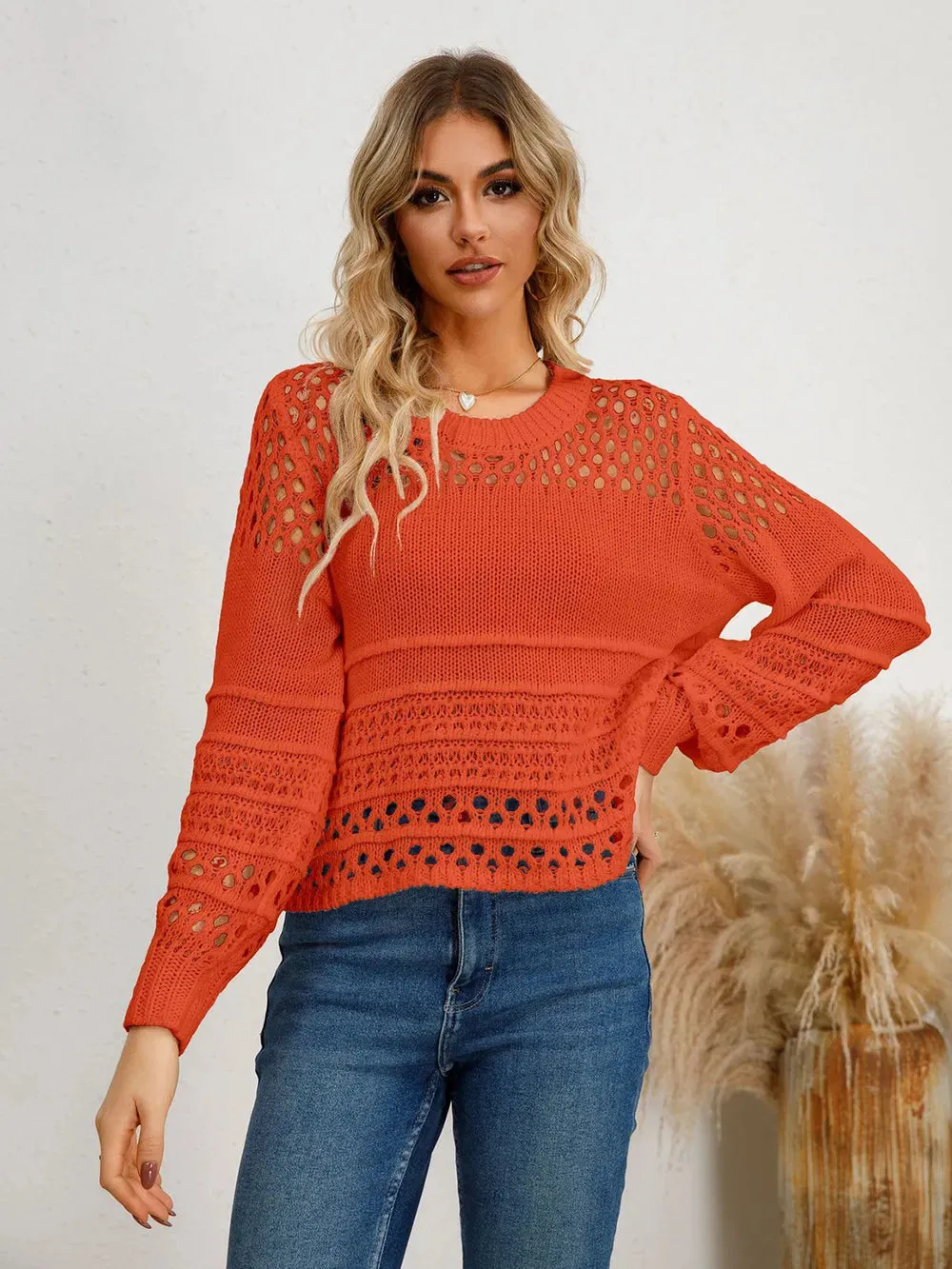 Cutout Round Neck Knit Top sold by Gigi Laurent