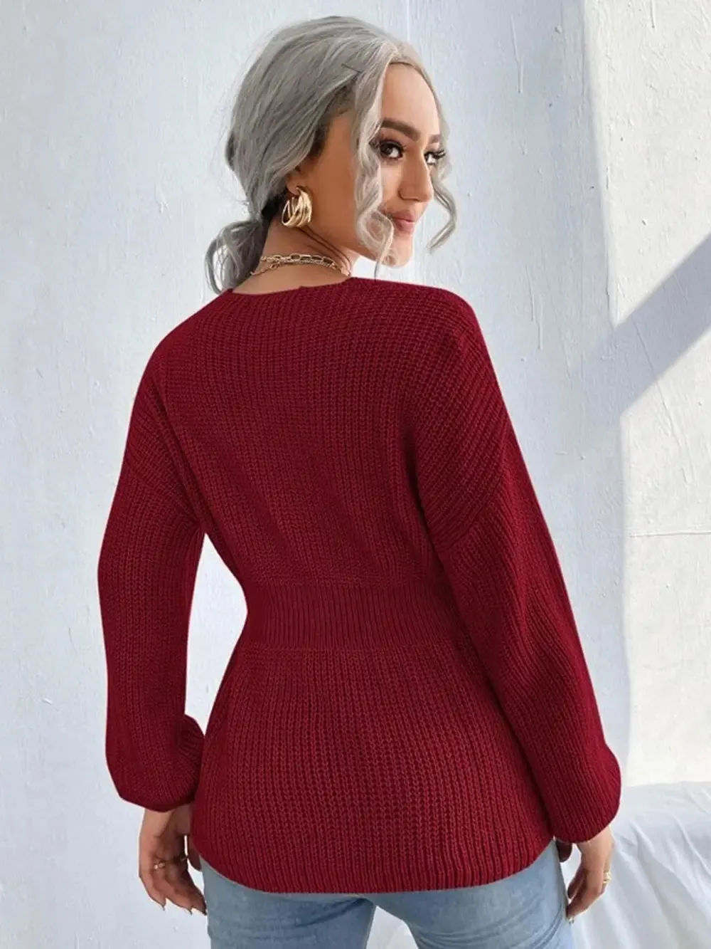 Notched Dropped Shoulder Knit Top sold by Gigi Laurent product image thumbnail 2