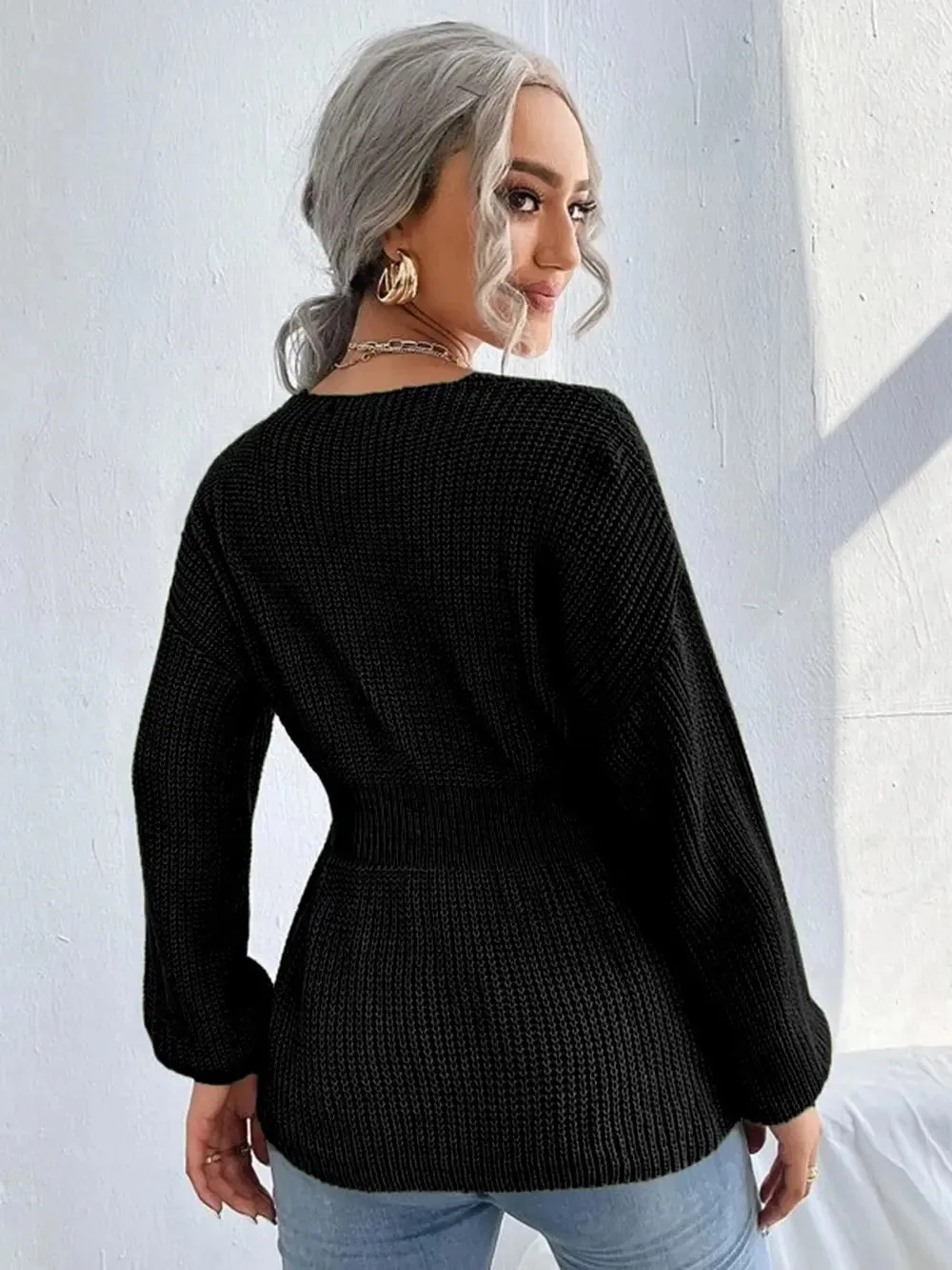 Notched Dropped Shoulder Knit Top sold by Gigi Laurent product image thumbnail 5