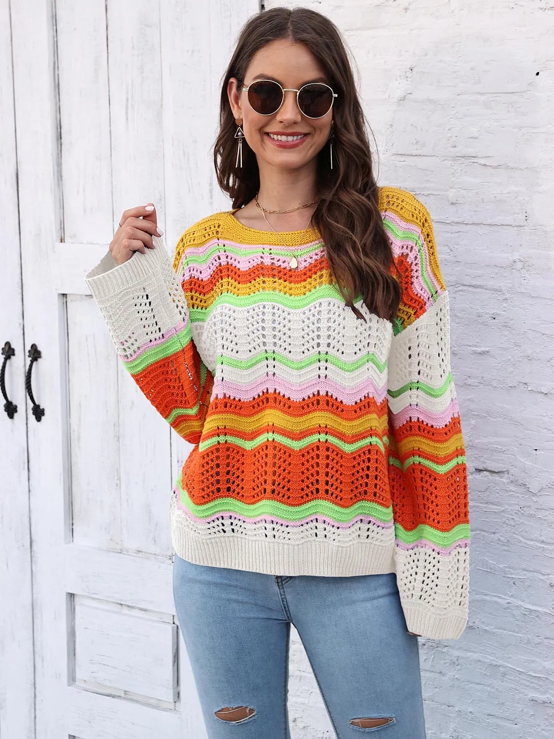 Openwork Round Neck Knit Top sold by Gigi Laurent product image thumbnail 4