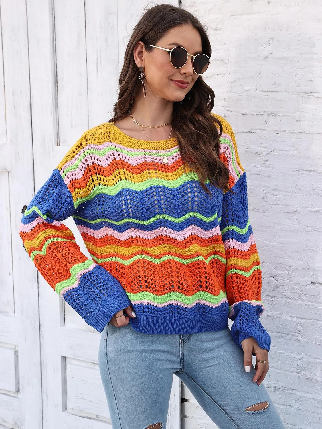 Openwork Round Neck Knit Top sold by Gigi Laurent product image thumbnail 3