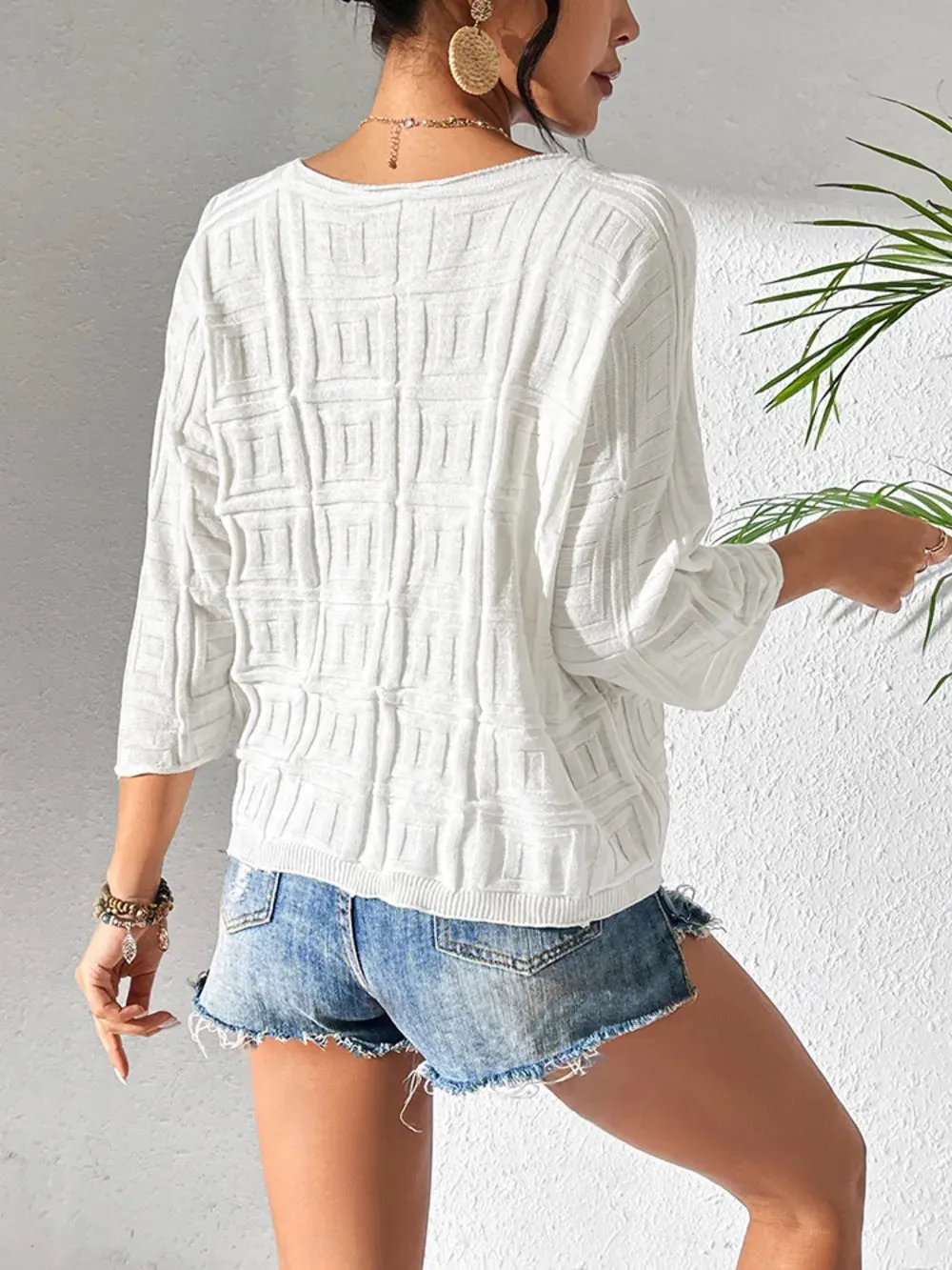 V-Neck Three-Quarter Sleeve Knit Top sold by Gigi Laurent product image thumbnail 2