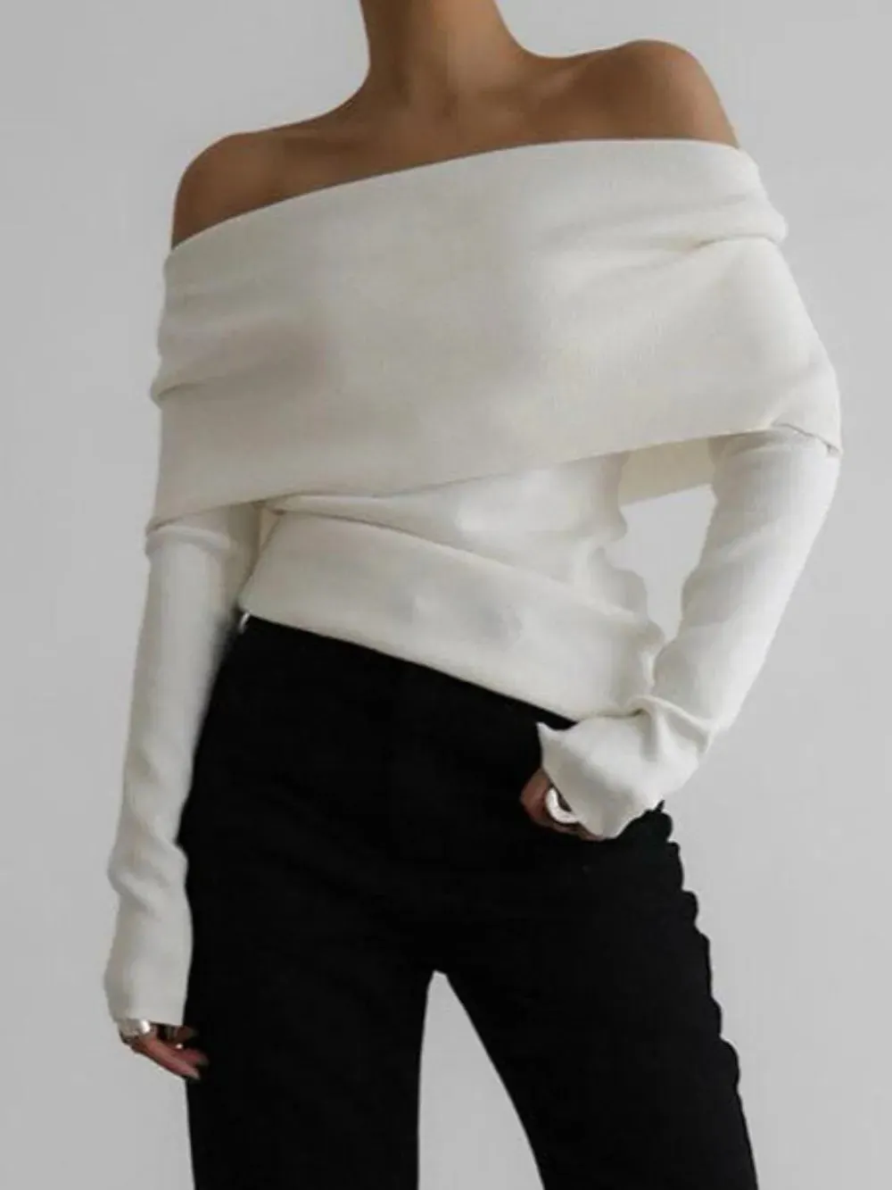 Off-Shoulder Long Sleeve Knit Top sold by Gigi Laurent product image thumbnail 5