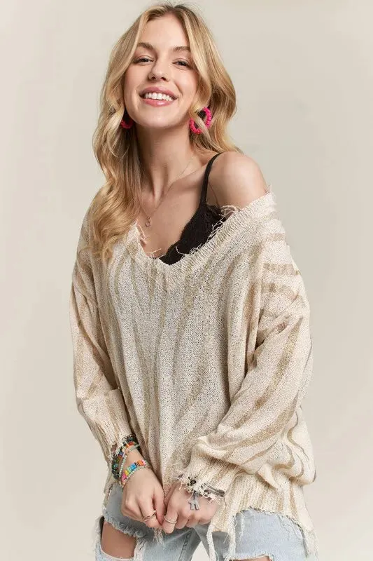 ADORA Frayed Zebra Knit Top sold by Gigi Laurent product image thumbnail 5