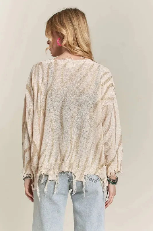 ADORA Frayed Zebra Knit Top sold by Gigi Laurent product image thumbnail 3