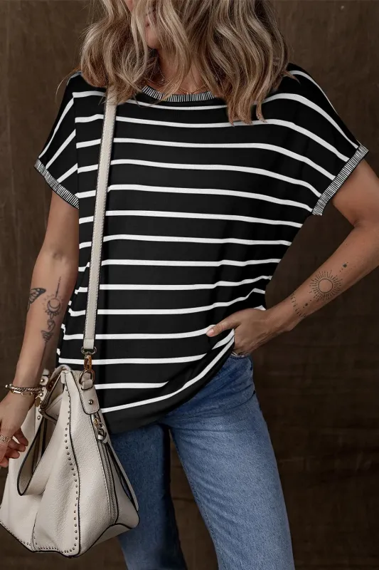 Striped Short Sleeve Knit Top sold by Gigi Laurent