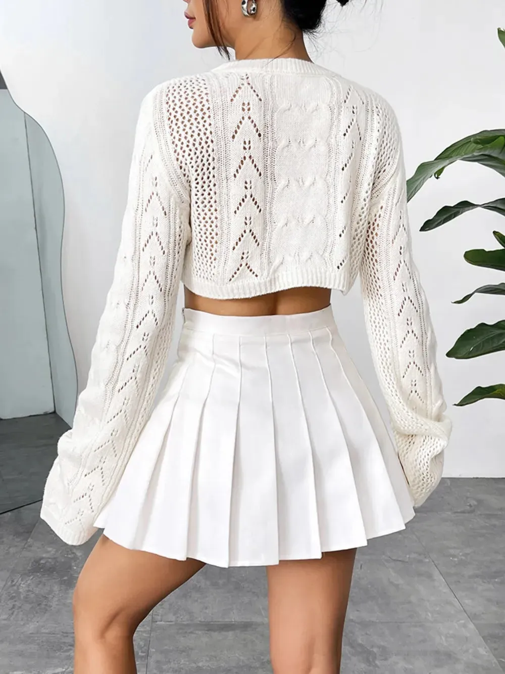 Openwork Round Neck Knit Top sold by Gigi Laurent product image thumbnail 2