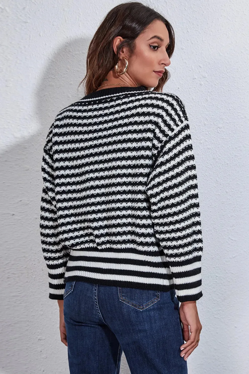 Striped V-Neck Knit Top sold by Gigi Laurent product image thumbnail 2