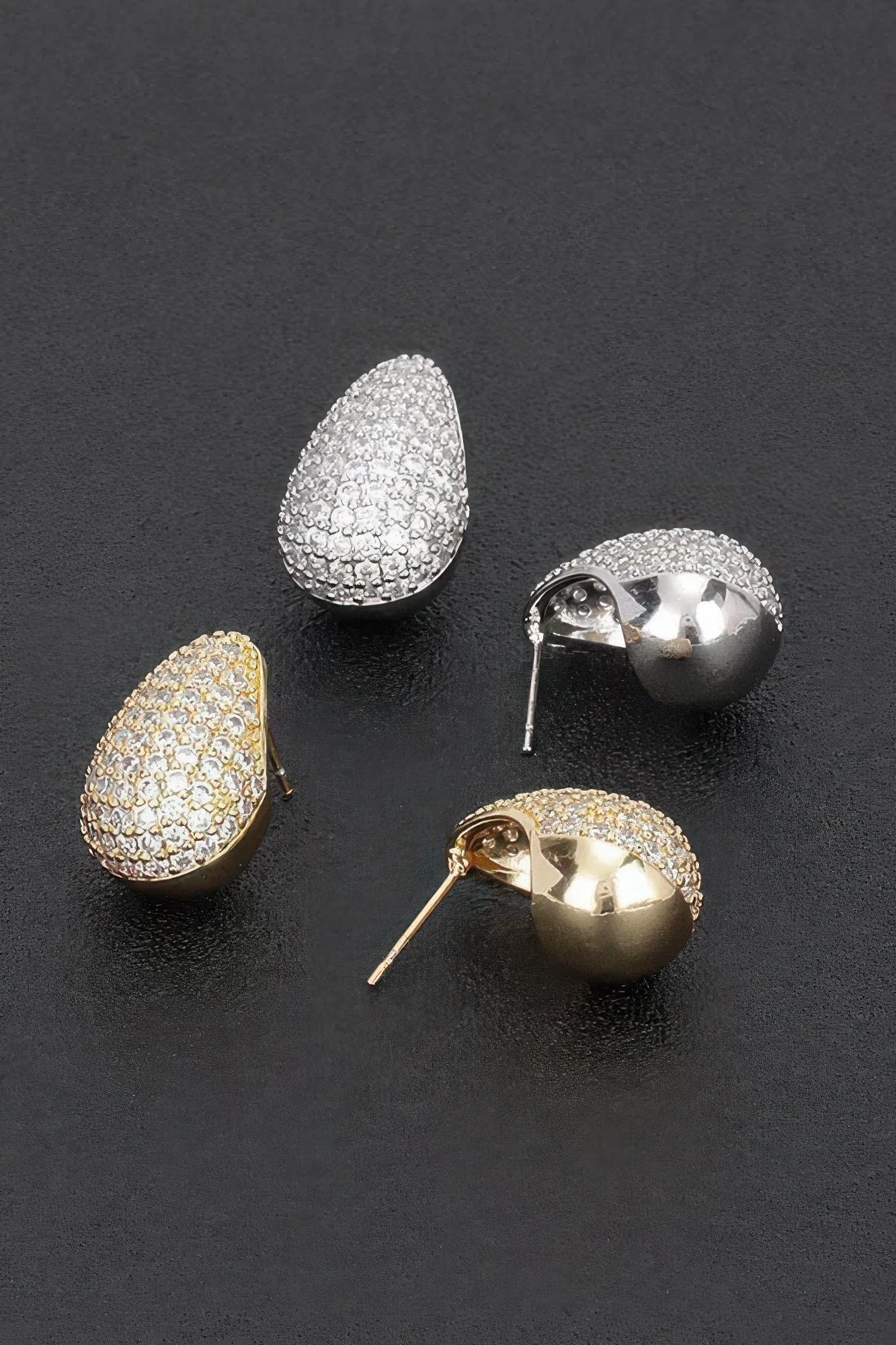 Rhinestone Metal Tear Drop Earring sold by Gigi Laurent product image thumbnail 4