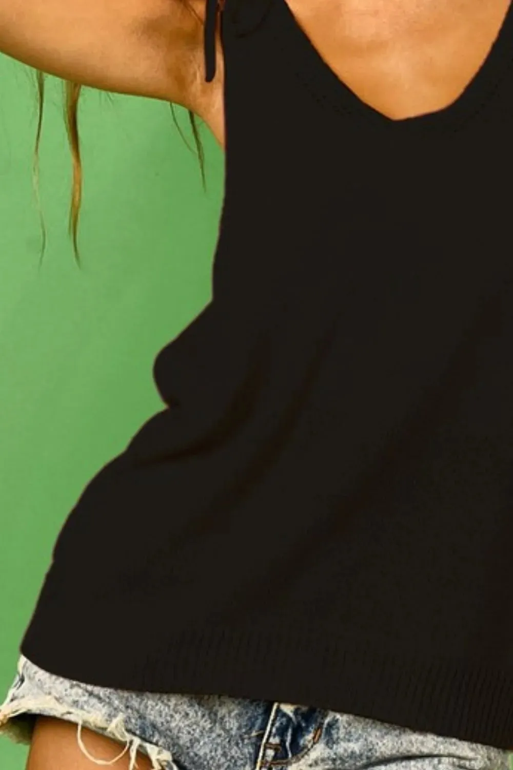 BiBi Tied Shoulder Solid Knit Top sold by Gigi Laurent product image thumbnail 3