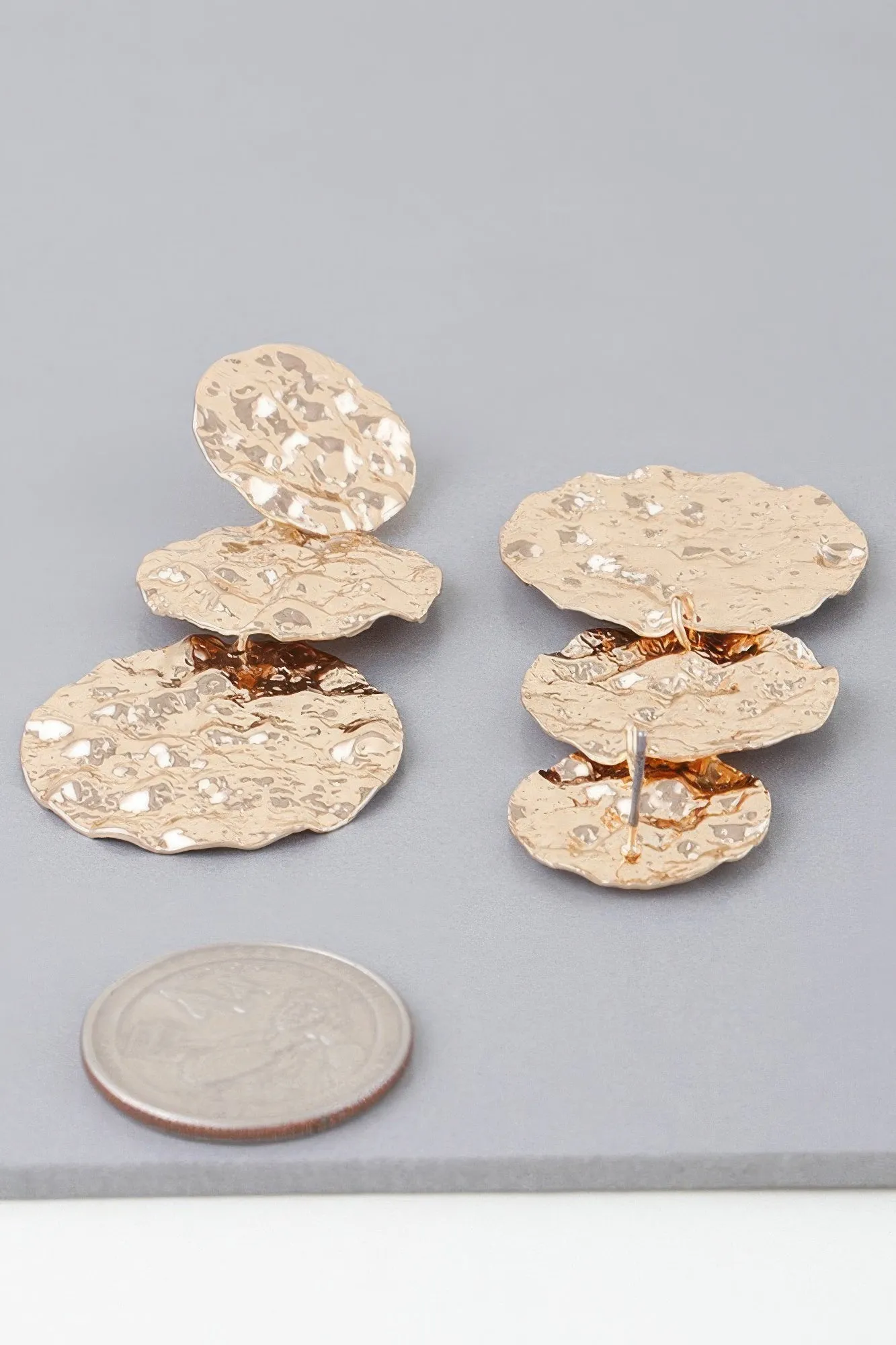 Triple Hammered Disc Earrings sold by Gigi Laurent product image thumbnail 3