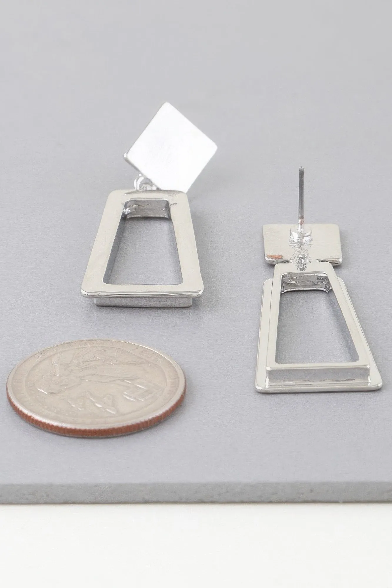 Modern Geometric Frame Drop Earrings sold by Gigi Laurent product image thumbnail 3