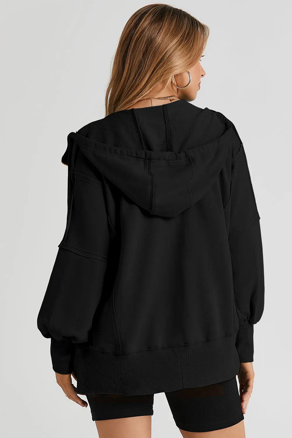 Zip Up Long Sleeve Drawstring Hoodie sold by Gigi Laurent product image thumbnail 2