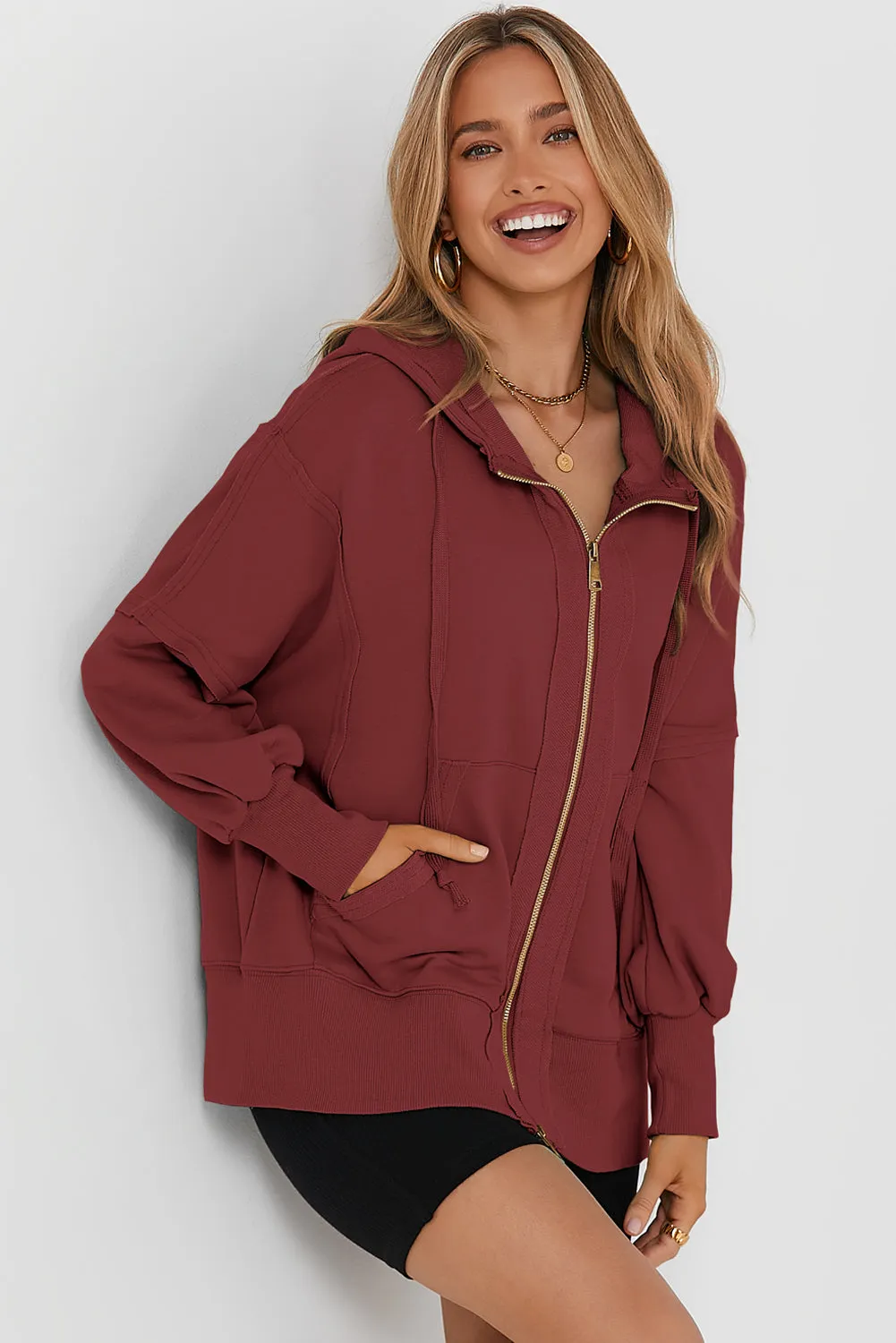 Zip Up Long Sleeve Drawstring Hoodie sold by Gigi Laurent product image thumbnail 5