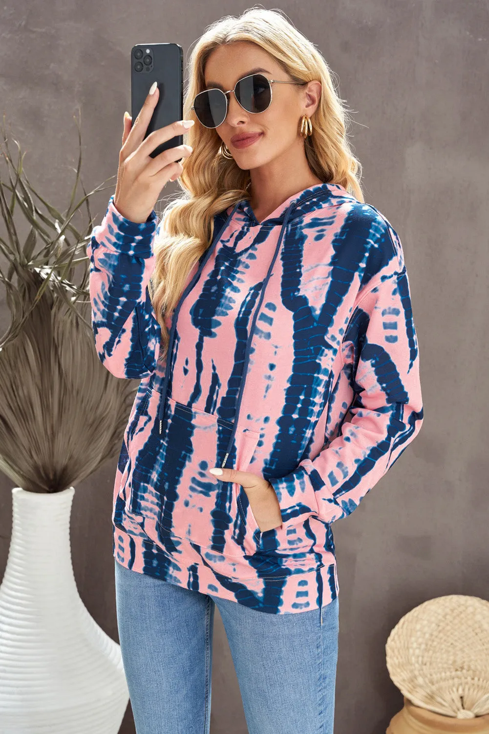 Tie-Dye Drawstring Hoodie with Pocket sold by Gigi Laurent product image thumbnail 5