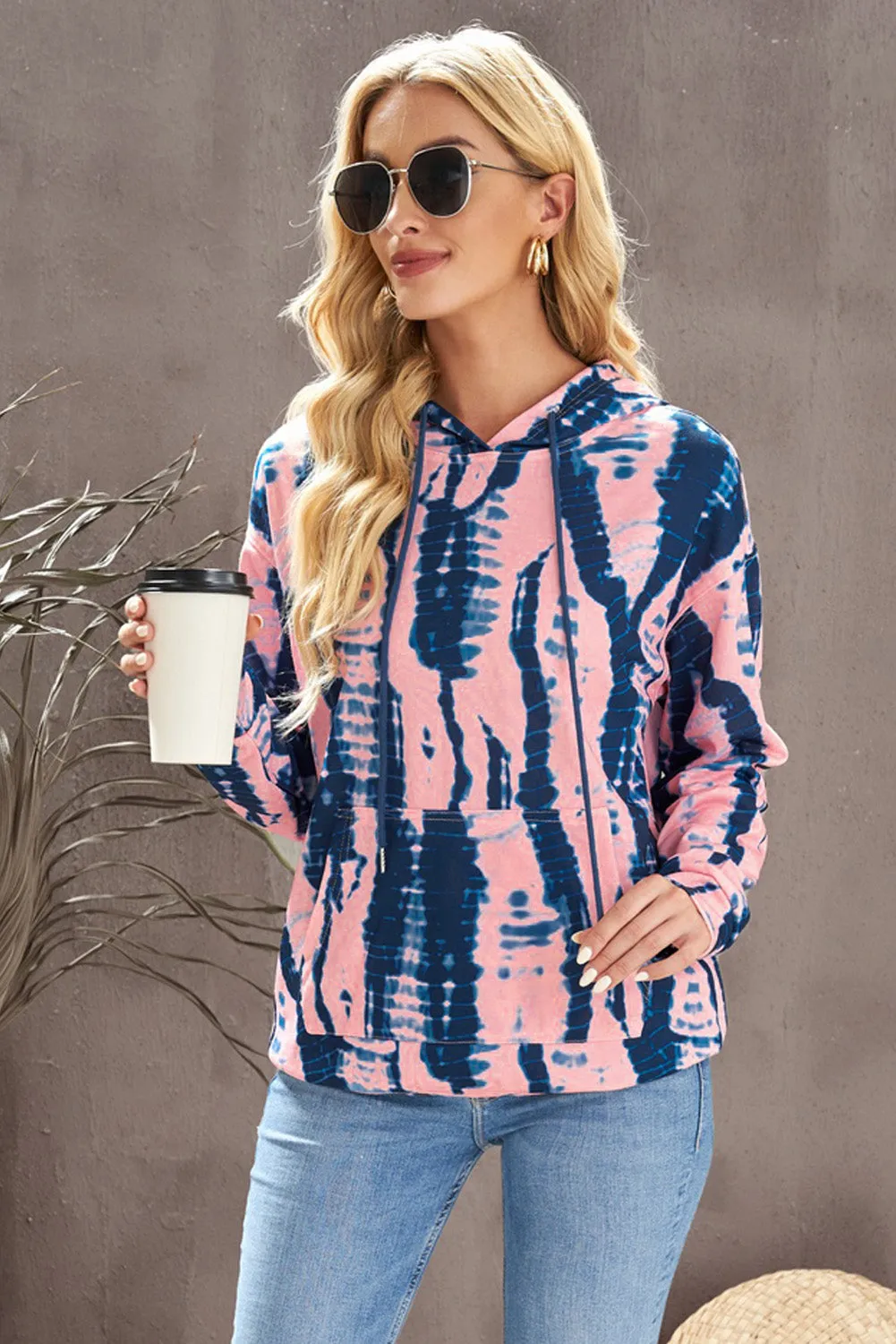 Tie-Dye Drawstring Hoodie with Pocket sold by Gigi Laurent