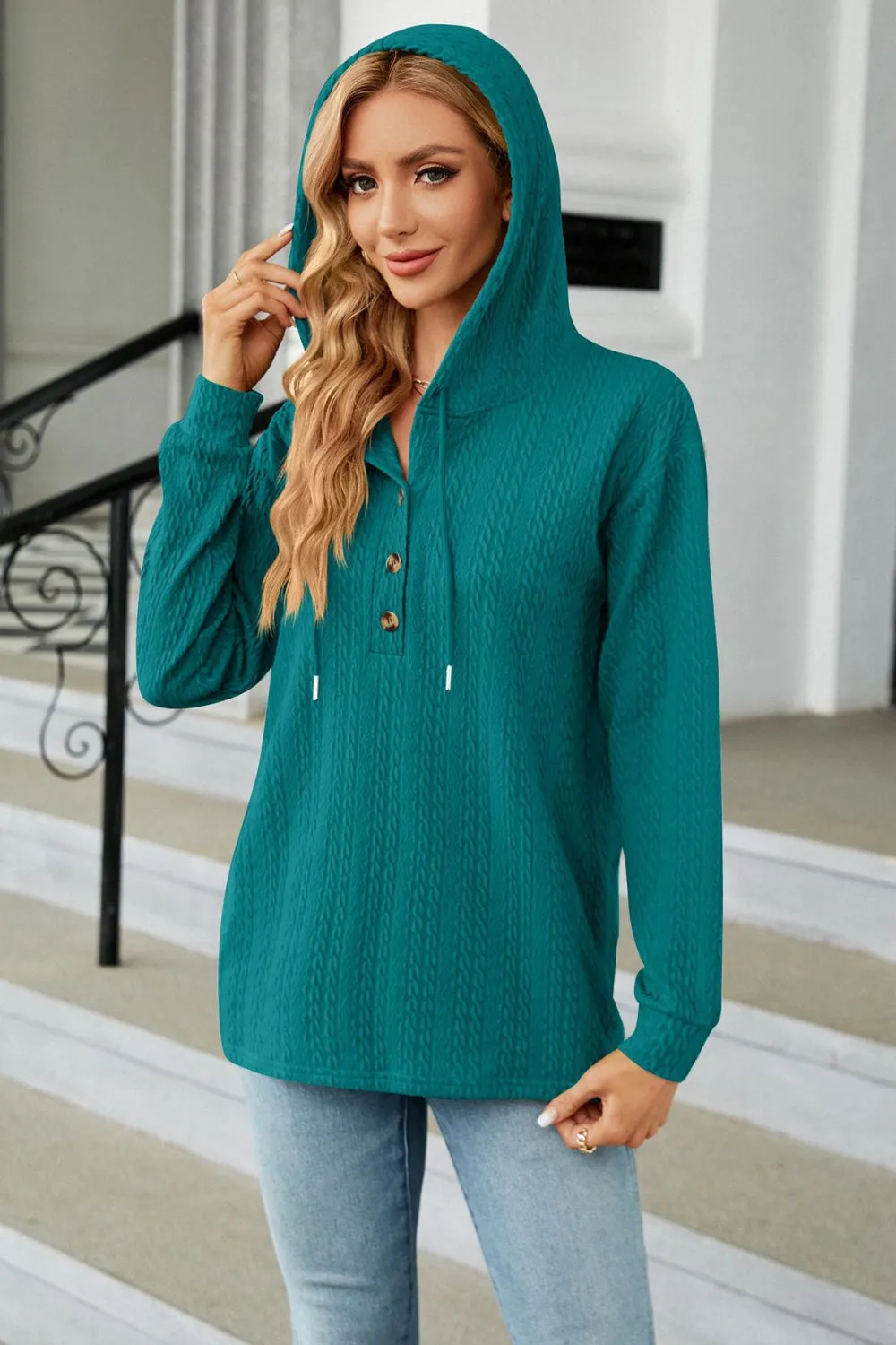 Cable-Knit Long Sleeve Hoodie sold by Gigi Laurent product image thumbnail 3