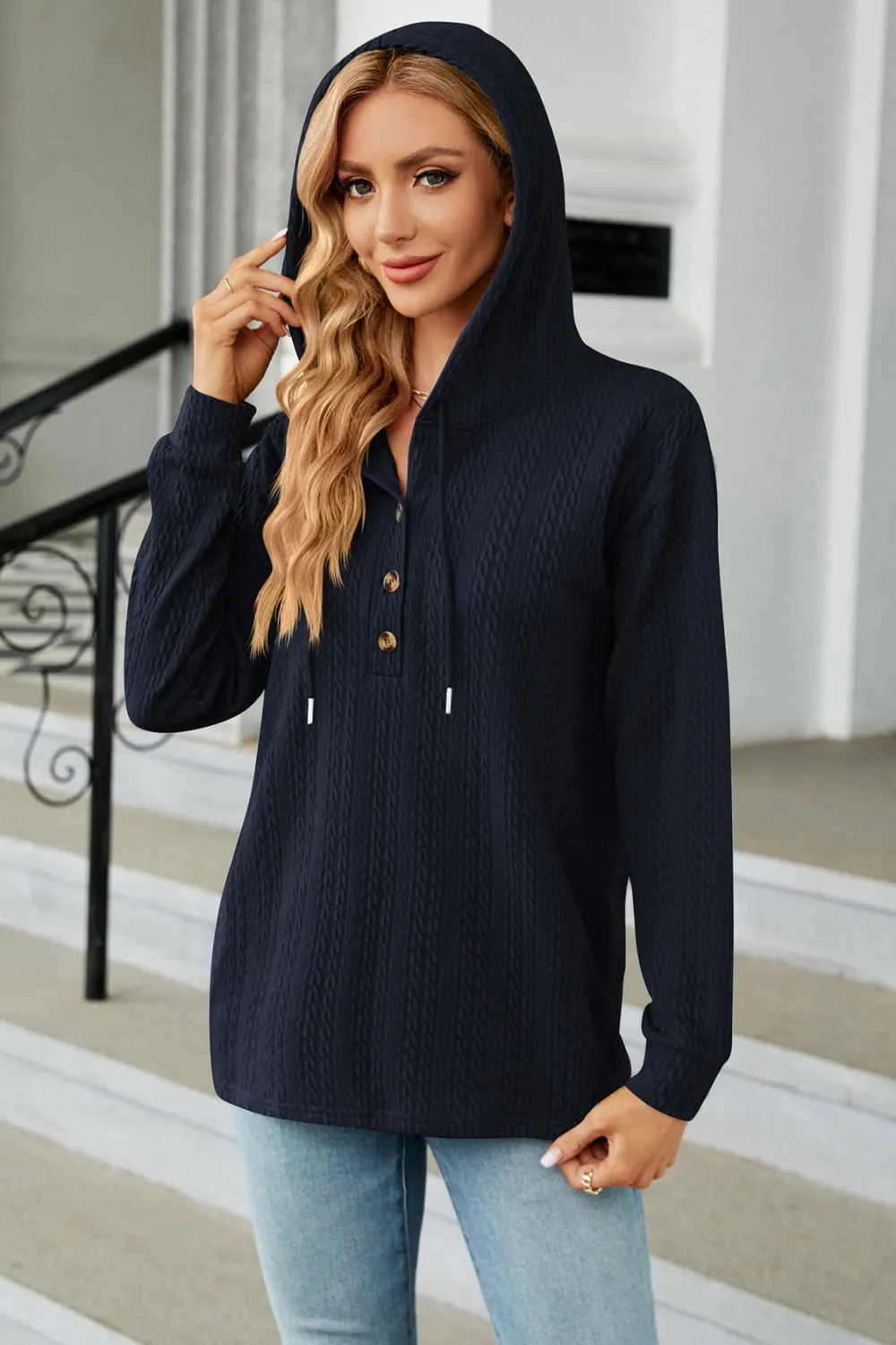 Cable-Knit Long Sleeve Hoodie sold by Gigi Laurent product image thumbnail 5