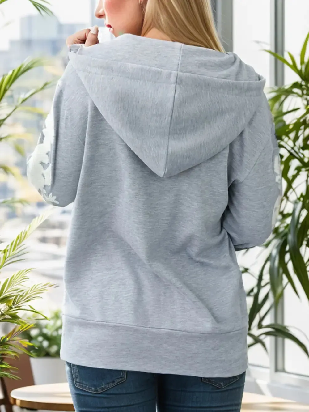 Half Zip Drawstring Hoodie with Pocket sold by Gigi Laurent product image thumbnail 3