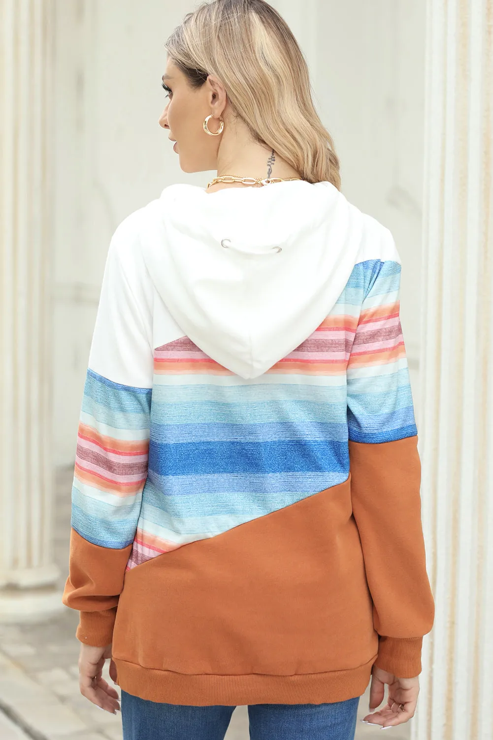 Drawstring Color Block Hoodie with Pockets sold by Gigi Laurent product image thumbnail 2