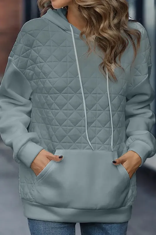 Drawstring Long Sleeve Hoodie with Pocket sold by Gigi Laurent