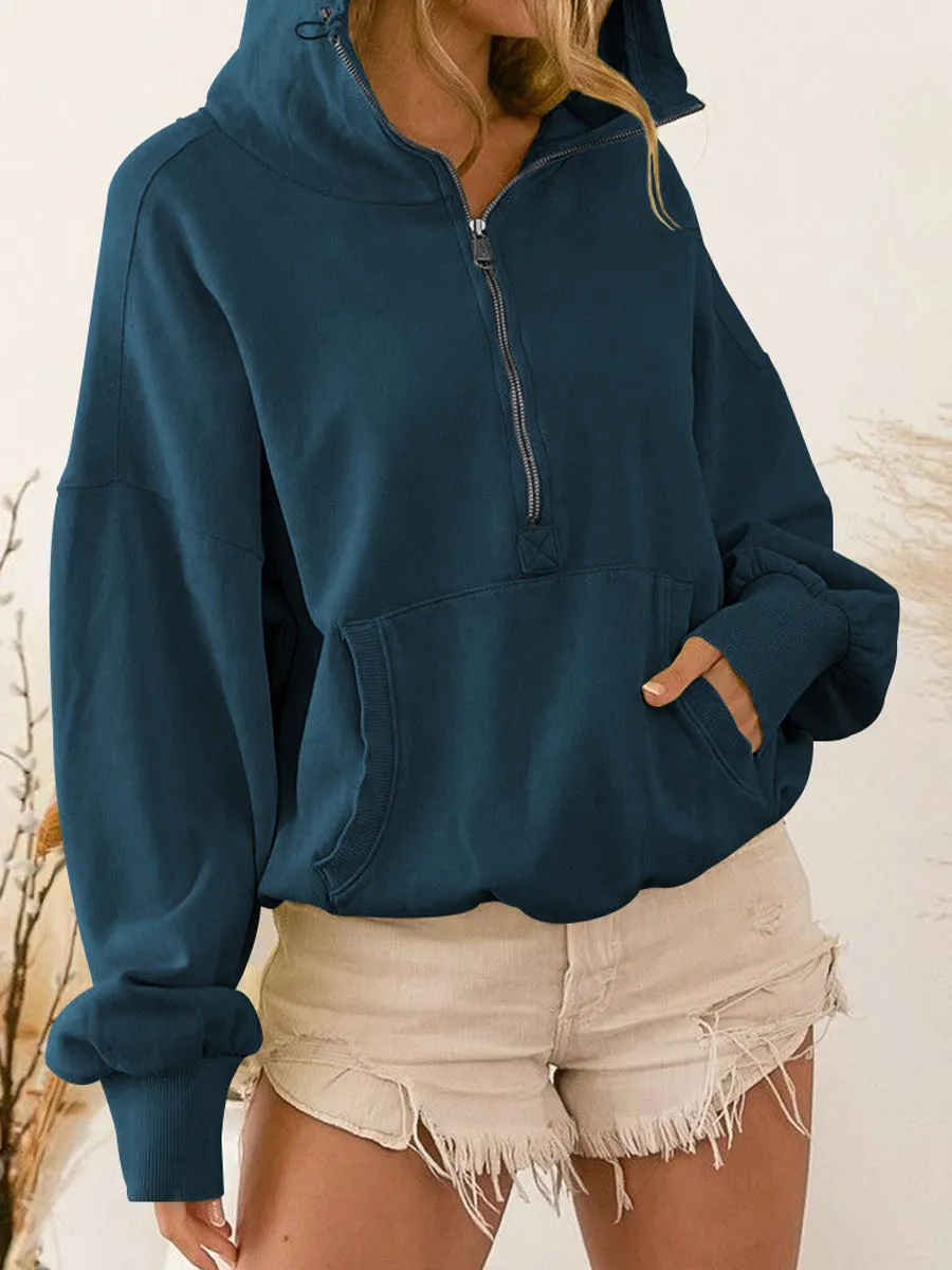 Zip-Up Dropped Shoulder Hoodie sold by Gigi Laurent product image thumbnail 2