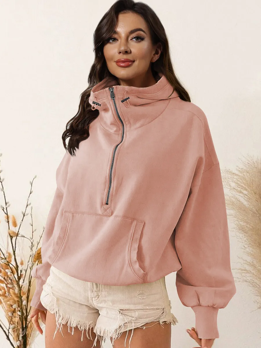 Zip-Up Dropped Shoulder Hoodie sold by Gigi Laurent product image thumbnail 4
