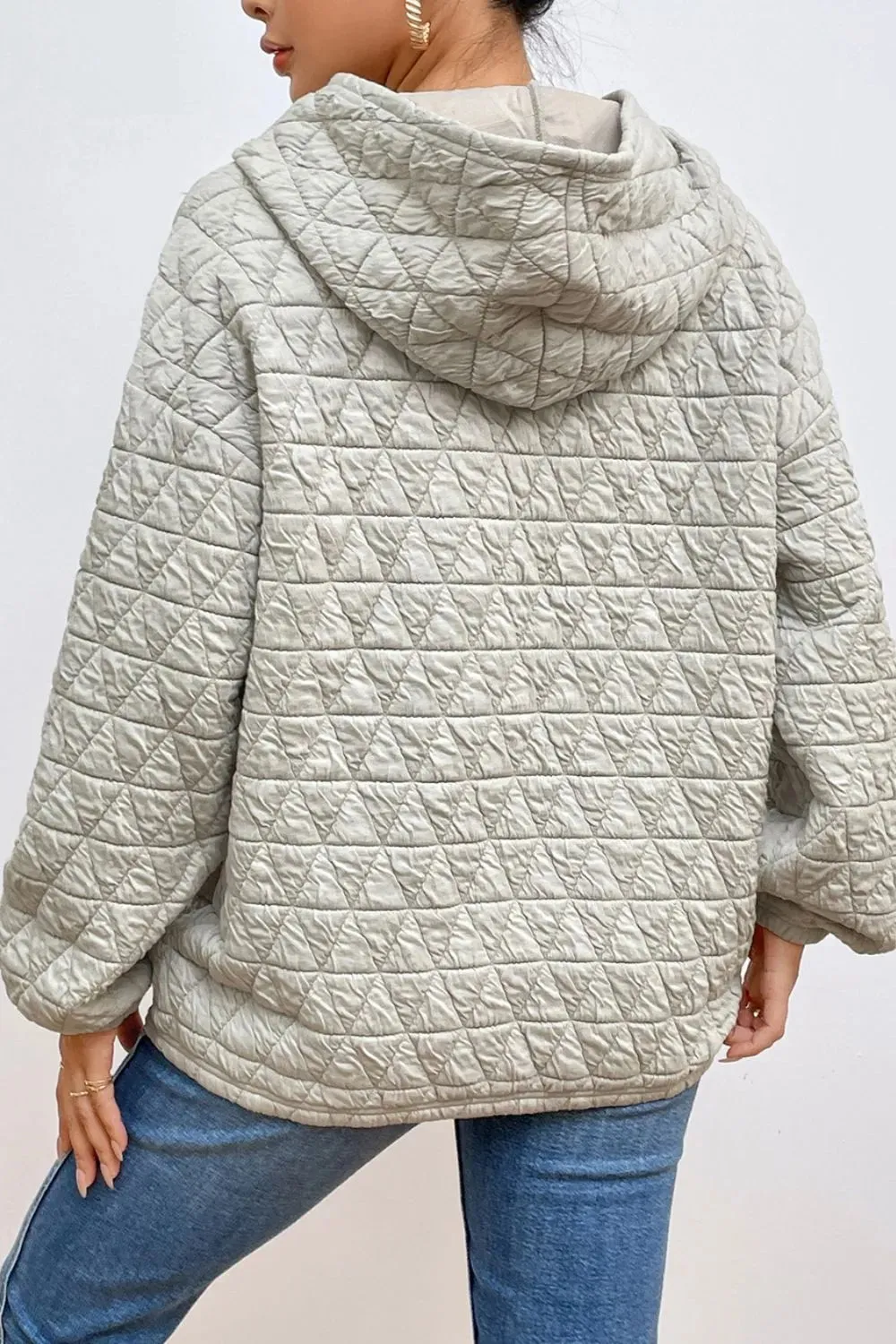 Quilted Long Sleeve Hoodie with Pocket sold by Gigi Laurent product image thumbnail 2