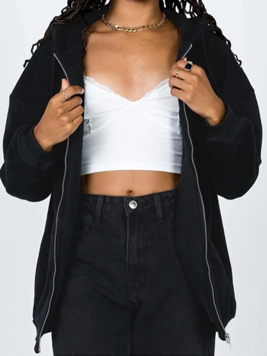 Zip-Up Drawstring Hoodie sold by Gigi Laurent product image thumbnail 4