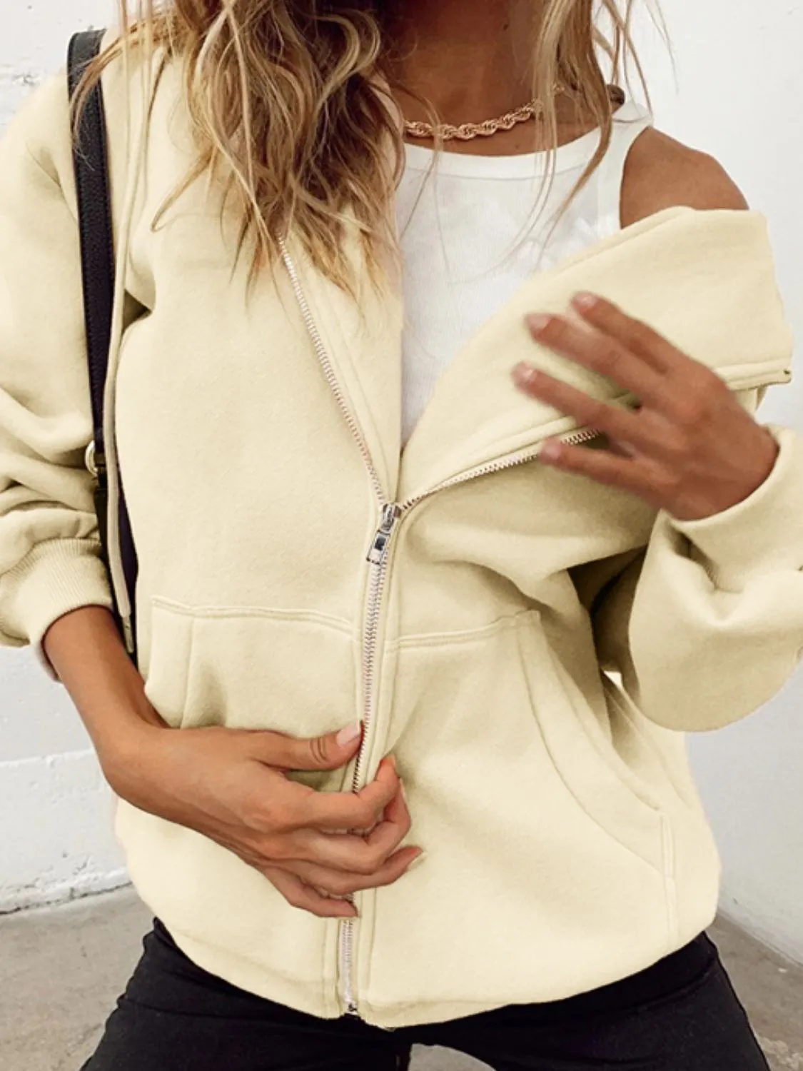 Zip-Up Drawstring Hoodie sold by Gigi Laurent product image thumbnail 3